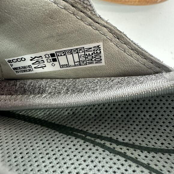 Ecco Mary Jane Shoe Womens 7 Gray Comfort Cushion Biom Flat Slip on Leather - Picture 13 of 14